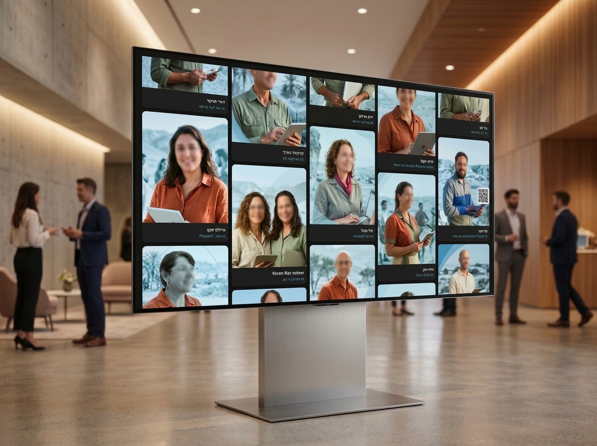 Live Event Wall Display Screen with Blurred Faces